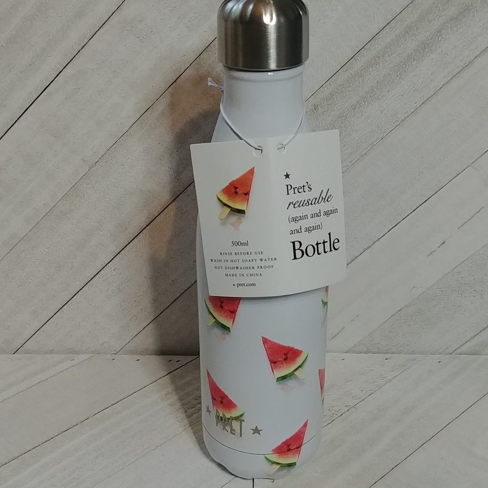 NEW Pret A Manger Reusable Water Bottle 500ml Watermelon Print Rare